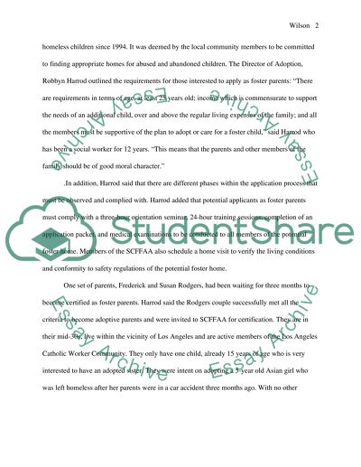 Writing Profile on Foster Parent