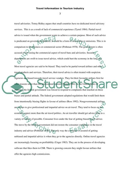 Travel Information in Tourism Industry