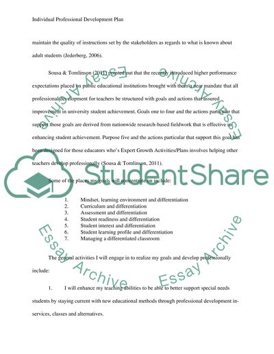 Professional development plan for a teacher