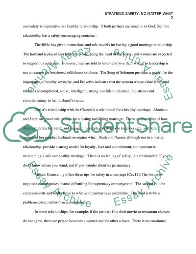 Physical and Emotional Safety as Strategic Foundation for a Healthy Relationship