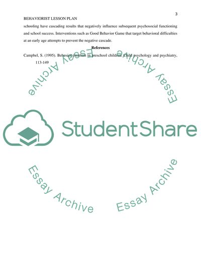 Behaviorist lesson plan