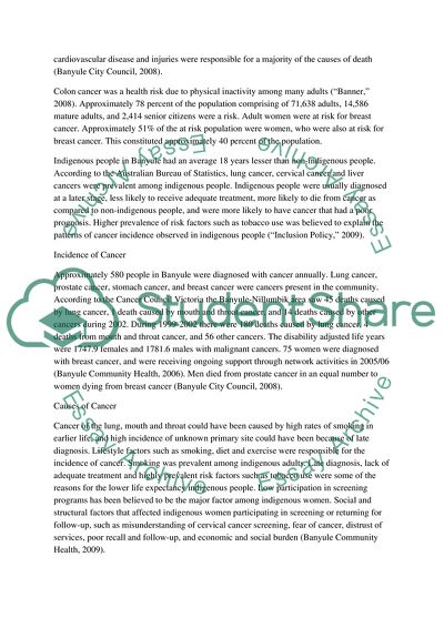 The Risk-Factors for Cancer in Banyule