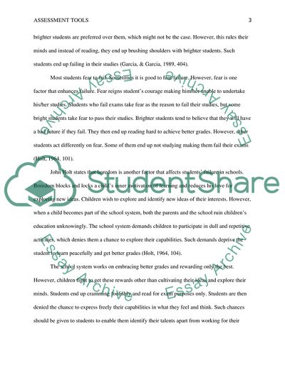 Assessment Tools at Classroom Level