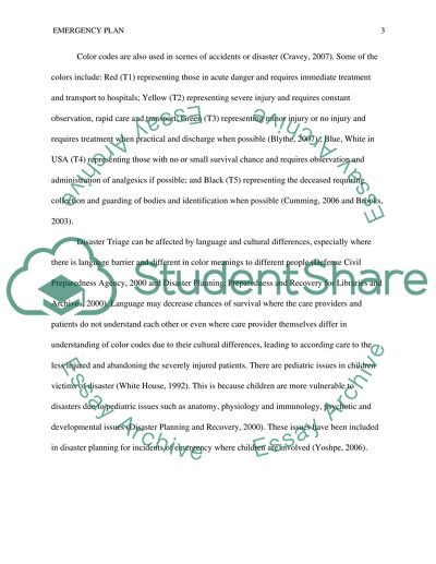 Emergency Plan for Disaster