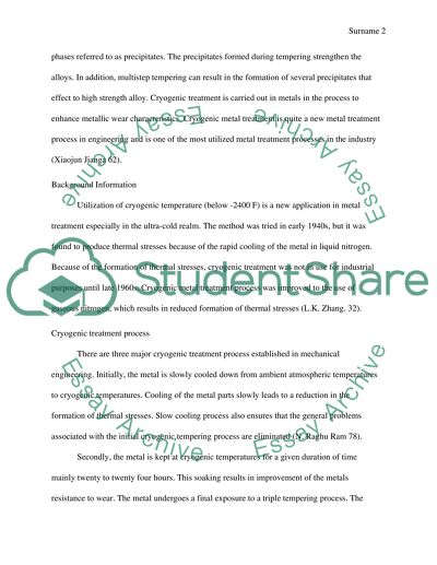 Cryogenic treatment of metal