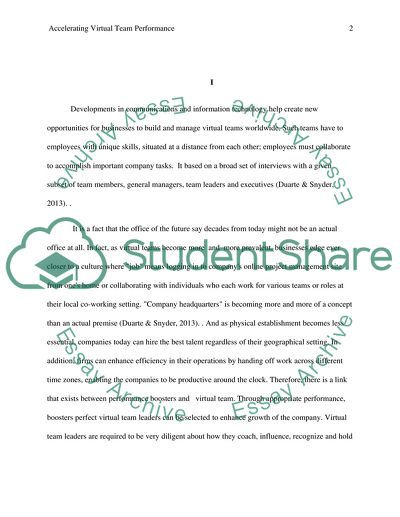 Accelerating Virtual Team Performance