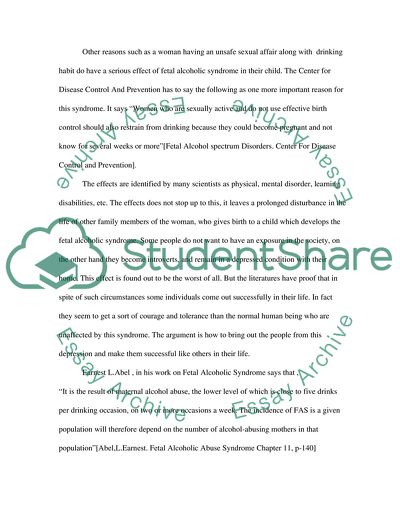 Cause and Effect Alcoholic Addiction by the Pregnant Woman