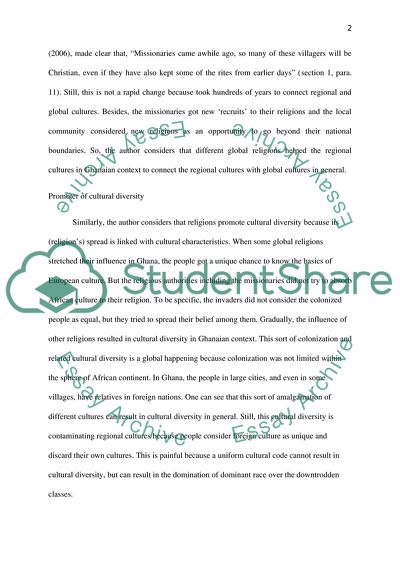 The Different Roles Played by Global Religions within Different Cultural Contexts