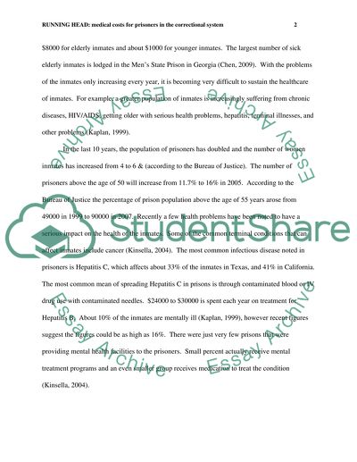 Medical Costs For Prisoners In The Correctional System