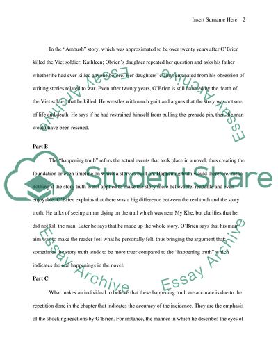 TOPIC Option I----- Story Truth and Happening Truth ( Tim OBrien----The Things They Carried )