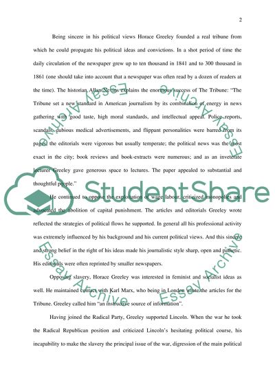 Journalistic Contributions of Horace Greeley