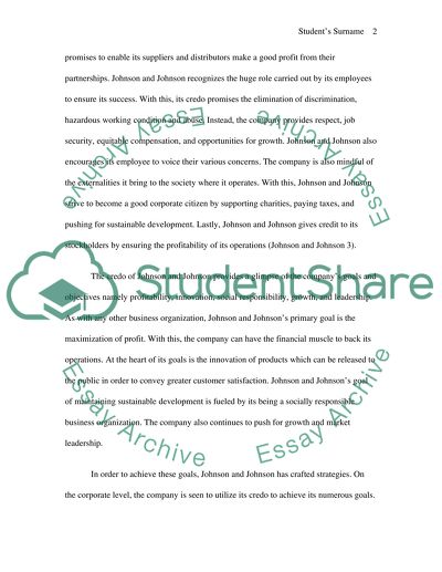 The Internal Environment of Johnson and Johnson