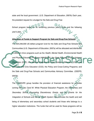 Funding Program for Safe and Drug-Free Schools