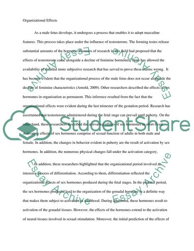Organization and Activation of Sex Hormones