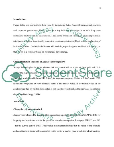 Auditing-Accsys Technologies Plc