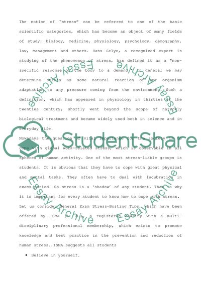 Strategies Which May Help to Combat Stress