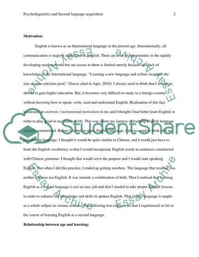 Psycholinguistics and Second Language Acquisition