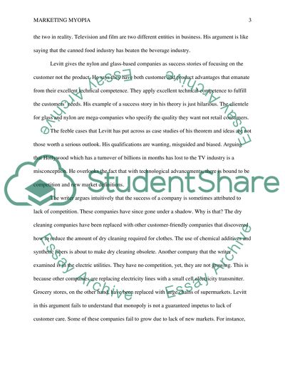 Marketing Myopie article Critiques