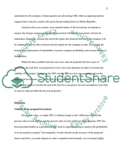 The Benefits of Investment in the Medco Republic