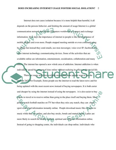 Does Increasing Internet Usage Fosters Social Isolation