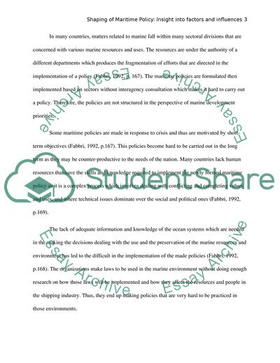 The Shaping of Maritime Policy