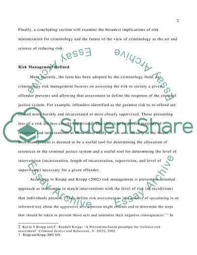 Criminology Risk Management