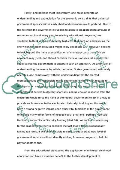 Governmental Funding of Early Childhood Education