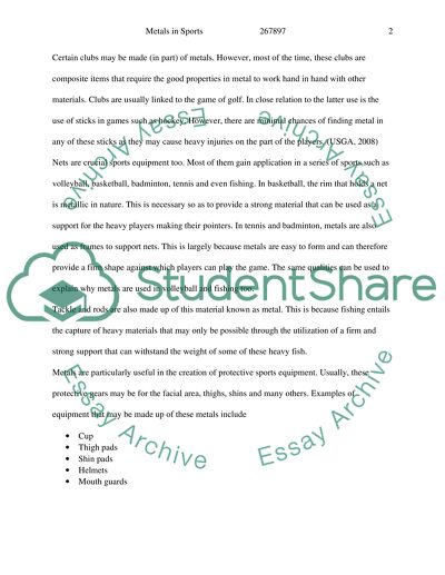 Application of Metals in Sports