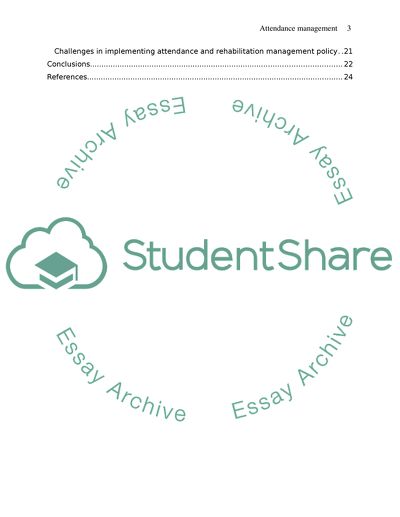 Developing an attendance management and rehabilitaion policy