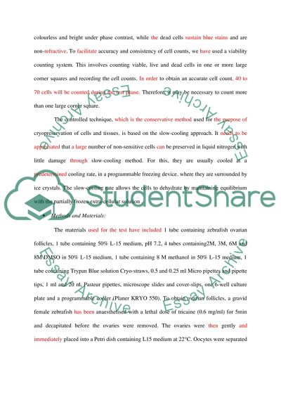 The Technologies in Cryopreservation