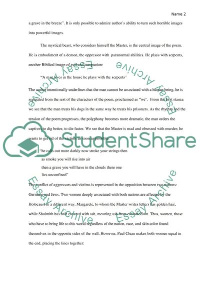 Conflict in Paul Clean`s Death Fugue