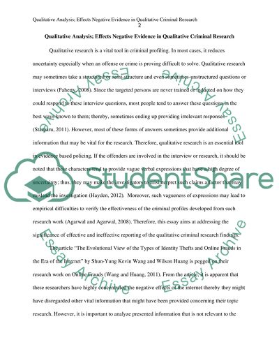 Effects Negative Evidence in Qualitative Criminal Research