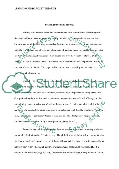 Learning Personality Theories