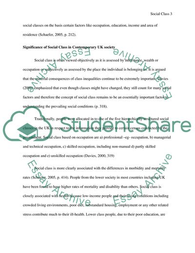 Social Class in Contemporary UK Society