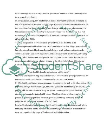 Education Groups in the US and Low Health Literacy