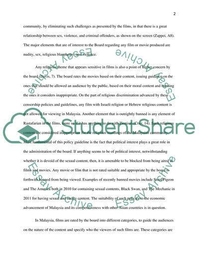 Malaysian Censorship Policy and Its Effect