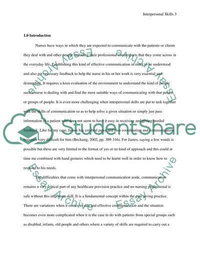 Interpersonal Skills for Nursing Practice
