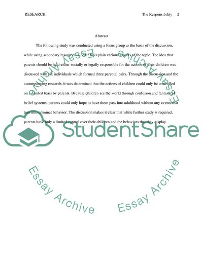 The Responsibility of Parents in the Crimes Commited by Children