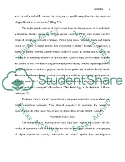 Genetically Engineered Microorganisms