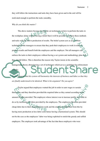 Taylors Vision of the Workplace