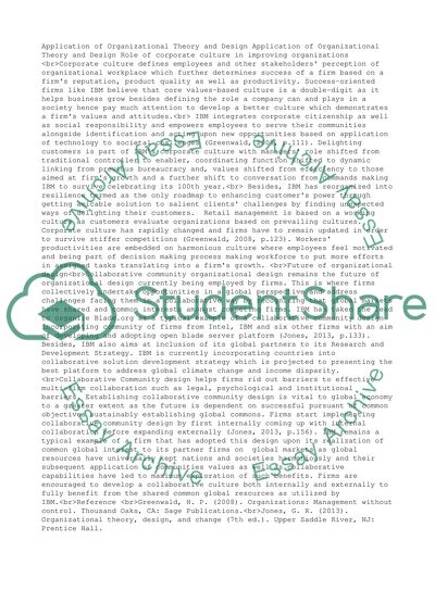 Organizational Development: The Application of Organizational Theory and Design