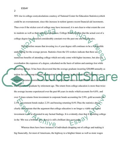 Is College Education a Worthwhile Investment