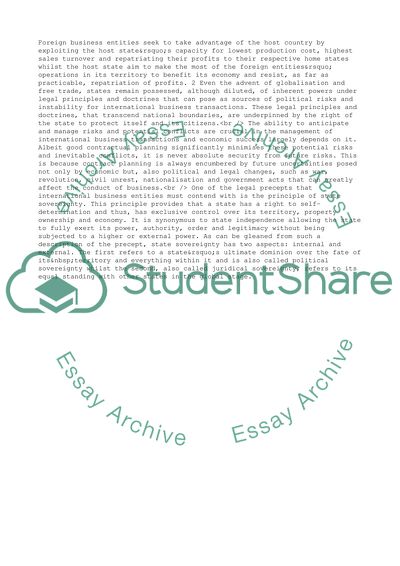 International Business Transactions and the Doctrines of Sovereign Immunity and Act of State