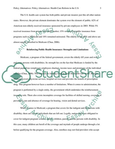 Policy Alternatives: Health Care Reform in the US