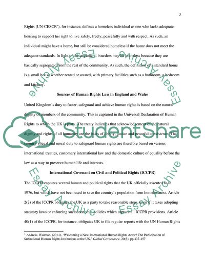 Effect of Human Rights Law on Homelessness