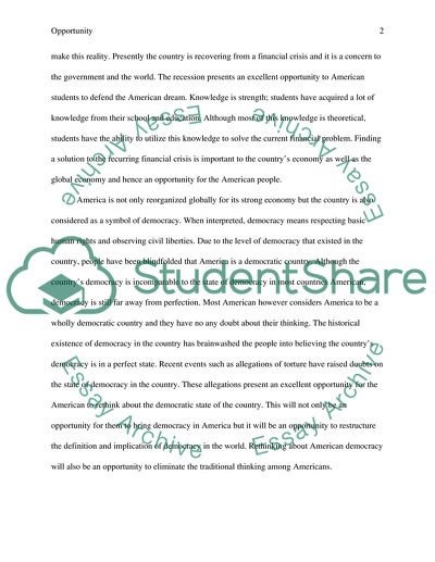 Availability of Opportunities in America