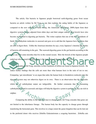 Sushi Digesting Genes Article Review