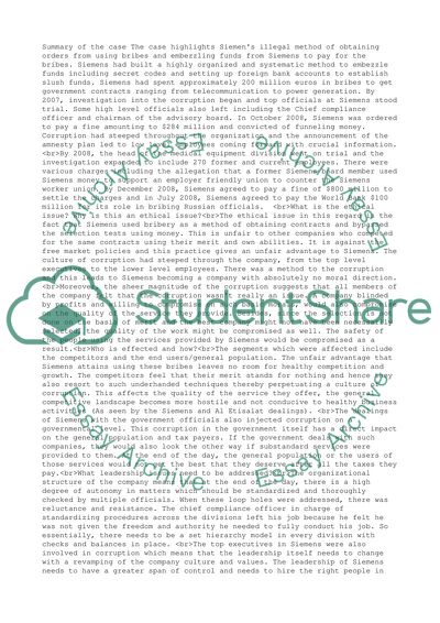 The Ethical Issue in the Case of Siemens