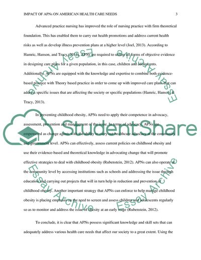 The impact of APNs in addressing Childhood Obesity