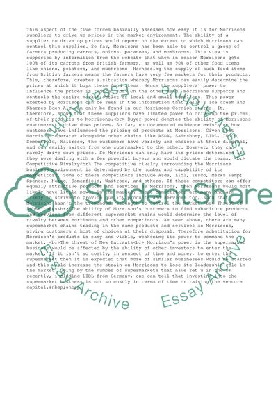 The Competitive Environment in the Market